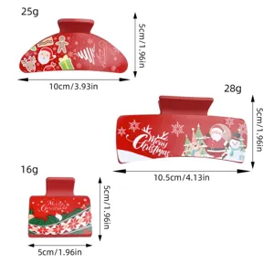 Christmas square hair claw red green hair clip festive back head shark clip hair accessory