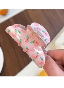 Jolie pince à cheveux rose avec motif pêche pour femmes, accessoire de coiffure fruit.
