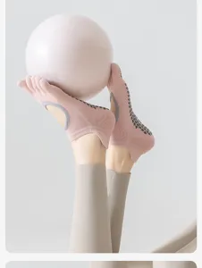 Damen Antirutsch Fünf-Zehen Yoga Socken, atmungsaktive dünne Pilates Fitness Socken.