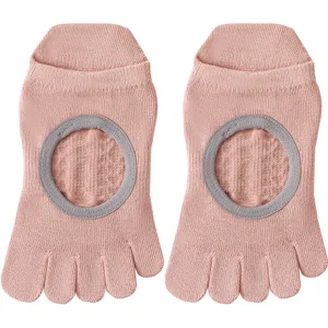 Damen Professionelle Zehentrenner Yoga Socken Rutschfeste Pilates Fitness Socken Atmungsaktive Baumwolle Athletische Sportsocken