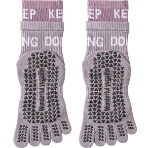 Chaussettes de Yoga à Cinq Orteils pour Femmes Professionnelles Antidérapantes Pilates Fitness Danse Sport Coton Respirantes
