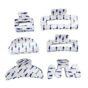 Koreanischer Stil PVC Ozean Hai Druck Haarklammer High-End Tiermuster Hai Clip Für Damen Täglich Haarschmuck