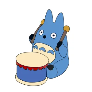 Cute blue Totoro drum figurine cartoon anime character desktop ornament creative decor