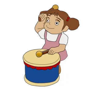 Cartoon anime girl playing drum figurine cute desktop decoration creative toy ornament