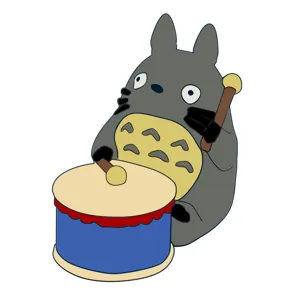 Totoro drum playing figurine creative desktop ornament resin cartoon cute collectible decor