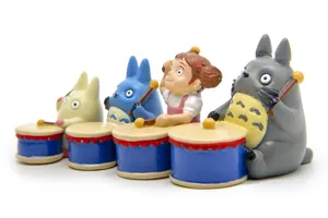 Totoro resin action figure set cute drumming anime desk ornament decor style