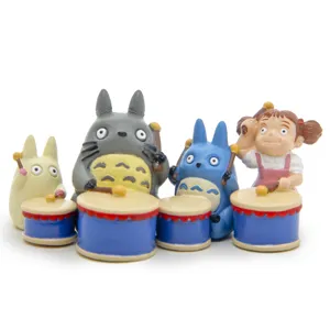 Totoro drum set miniature figures cute anime character desktop resin ornaments decor