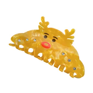 Große weihnachtliche Rentier Haarklammer aus Harz mit Strass für Damen Haarschmuck