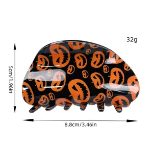 Halloween Kuerbis Acryl Haarklammer Suesser Haifisch Clip Haaraccessoires fuer Damen