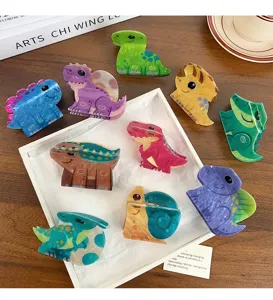 Niedliche Dinosaurier Acryl Haarklammern für Damen, stilvolle koreanische Haarschmuck Haarklammer.