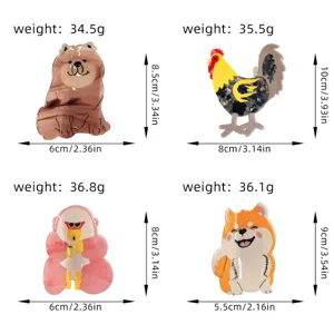 Cute Acetate Animal Hair Claw Clips Shiba Inu Gorilla Rooster Frog Shape Sweet Splicing Shark Hair Clips For Women Girls Fashion Hair Accessories