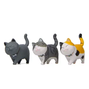 Set di statuette di gatti in resina carini per decorazione micro paesaggio e casa.