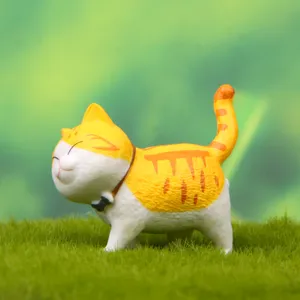 Simpatica statuetta di gatto arancione grasso in resina micro paesaggio fai da te ornamento
