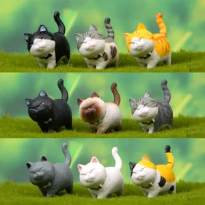 Figurine di gatti paffuti simpatici set di resina in miniatura decorazione da scrivania