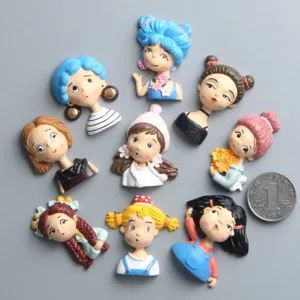 Niedliche Cartoon Mädchen Harz Figuren Magnete Detailansicht für DIY Handytaschen Zubehör