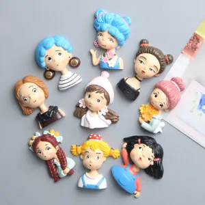 Cartoon Mädchen Harz Kühlschrankmagnete Kühlschrank Aufkleber Dekoration Zubehör Handyhülle DIY Handwerk Bunte Figuren