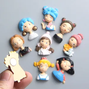 Süße Cartoon Mädchen Kühlschrankmagnete Harz Cabochons für DIY Handyhülle Deko Küche Büro.