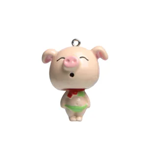 Grazioso ciondolo maialino in resina cartone animato accessorio portachiavi DIY decoro