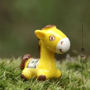 Cute yellow resin horse miniature figurine dust plug accessory, compact size 2.6cm for phone.