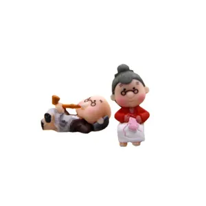 Miniature old couple resin figurines micro landscape cute desktop home decoration ornaments