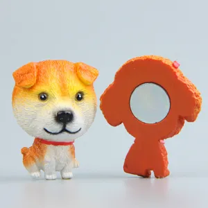 Hars cartoon Shiba Inu koelkastmagneet detail, schattige puppy 3d beeldje met sterke achterste magneet.