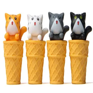 Süße Eiscreme Katzen Figuren Tischdekoration, kreative Mikro Landschaft Garten Deko Set 4 Stk.