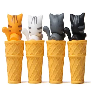Süße Katze Eiswaffel Figuren Set Miniatur Desktop Ornament für Garten Dekoration.