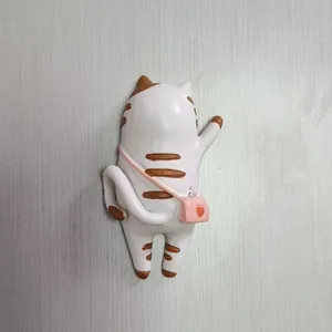 Süßer Cartoon Katzen Wandhaken mit rosa Tasche, dekorativer Tier Schlüsselhalter deco