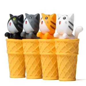 Niedliche Katzenfiguren aus Eistüten, perfekt für Schreibtisch und Mikro-Landschafts-Dekor.