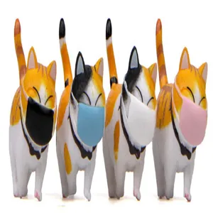 Süße Katzenfiguren mit bunten Masken, Harz Tier Schreibtisch Dekor kreative Miniatur Spielzeug