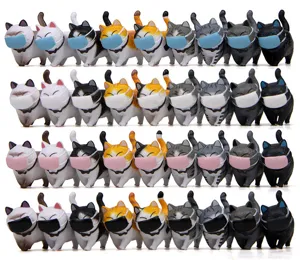 Süße Katzen Figuren mit Masken Mini Harz Haustiere kreative Desktop Dekoration Spielzeug
