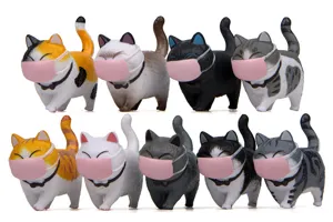 Niedliche dicke Katzen Figuren Harz Miniatur Tiere rosa Maske schreibtisstisch deko