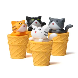 Süße Eiskatze Figuren Set, kleine Tier Deko für Tischdekoration und Miniatur Garten.