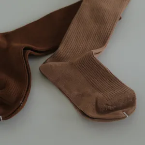 Solid color ribbed mid-tube cotton socks Japanese style women casual cozy slouch socks main