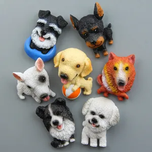 Leuke 3D hars hond koelkastmagneet detail, schattig cartoon puppy beeldje decoratie.