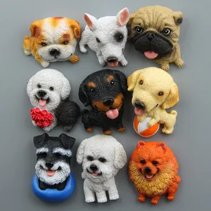 Leuke 3D hars hond koelkastmagneet, diverse schattige puppy rassen, gedetailleerd half gezicht ontwerp.