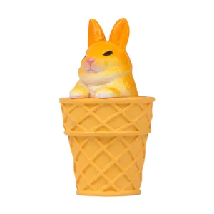 Süßes Kaninchen Eiswaffel Figur Mini Harz Puppe Spielzeug Desktop Garten Landschaft Ornament