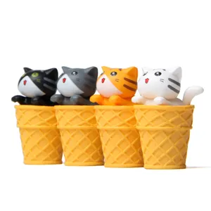 Niedliche Eiskatze Figuren Set Deko Tisch Ornament Harz Mikro Landschaft Miniatur Ansicht