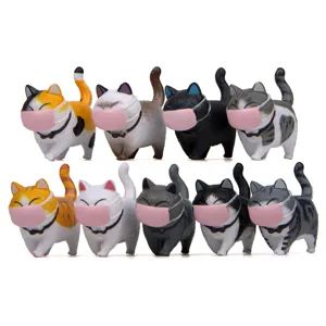Niedliche mollige Katzen Figuren mit rosa Masken, heilende Miniatur Desktop Landschaftsspielzeug