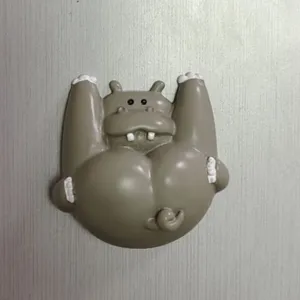 Lustiger Nilpferd Kühlschrankmagnet Harz süßes Tier Ornament Küche Dekor Detailansicht