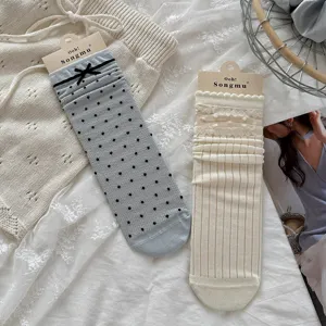 Ins style women stacking socks set with cute bow polka dot and sweet ruffled designs.