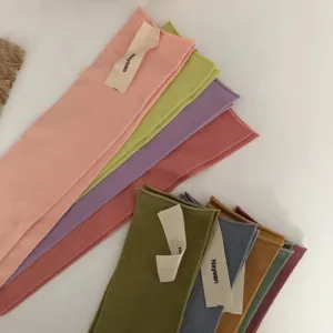 Candy color cotton mid-tube socks, seamless straight minimalist summer breathable socks.