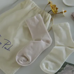 Solid color cotton crew socks, soft knit cute pastel socks for women and girls daily wear