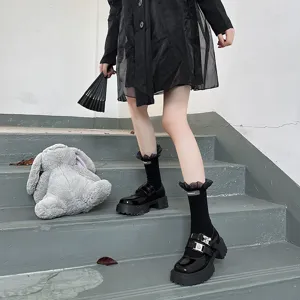 Women mid-calf socks sweet JK cute ruffles breathable cotton hosiery fashion daily wear