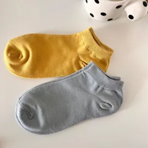 Women's short cotton socks summer thin breathable solid color boat socks detail view