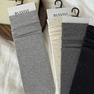 Calzini slouch donna filato colorato coste metà polpaccio tinta unita stile casual