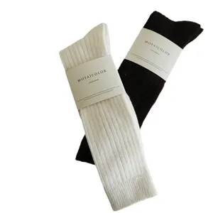 Calzini Slouch Caldi e Ispessiti da Donna Tinta Unita Costine Lana Crew Calzini Moda Invernale Comodi Giornalieri