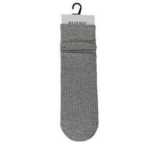 Calze slouch melange grigie da donna, calze a costine verticali stile casual alla moda.