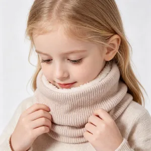 Scaldacollo Caldo in Misto Lana Invernale per Bambini Sciarpa Lavorata a Maglia Tinta Unita Ghetta Termica per Collo