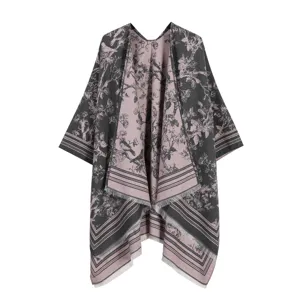 Vintage Jacquard Floral Vogel Druck Schal Wrap Für Damen Herren Winter Dick Warm Doppelseitig Reversibel Pashmina Mit Quasten